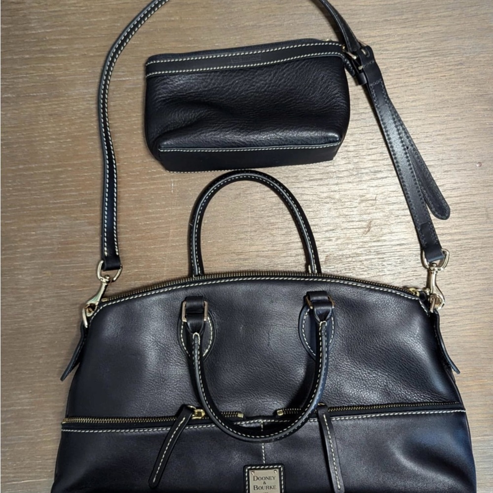 Dooney & Bourke Black Leather Satchel with Wallet